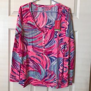 Lilly Pulitzer Luxletic Long Sleeve Top in Oh My Guava
